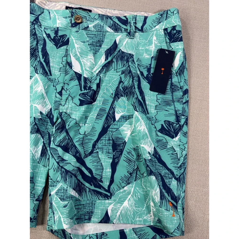 Margaritaville NWT Men's Turquoise Quick Dry Tropical Swim Shorts UPF 30+ Sz 34
